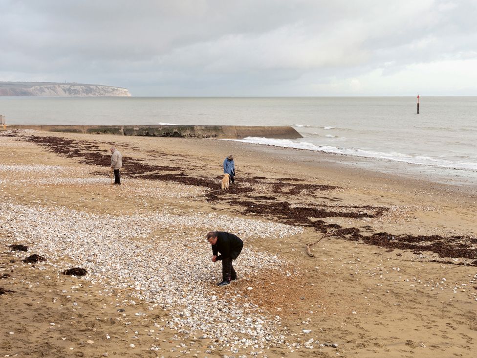 People on the beach at Sandown Bay, Isle of Wight
