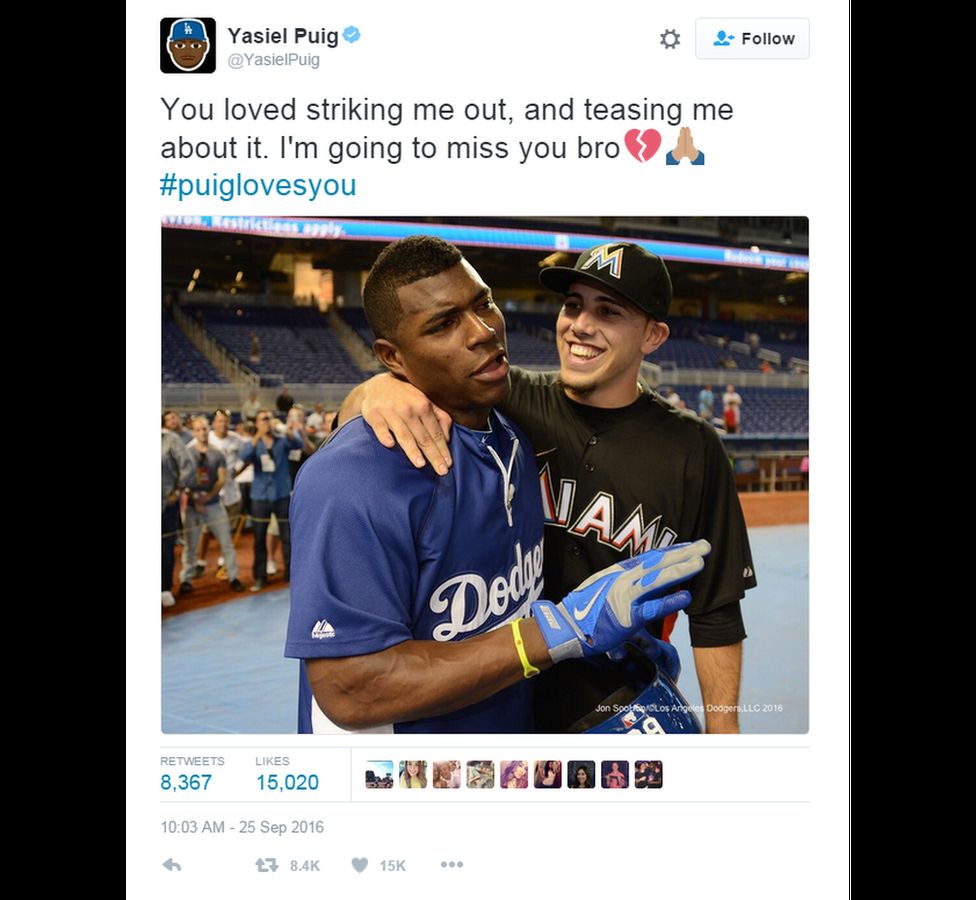 Baseball world mourns death of Miami Marlins star Fernandez - The Dickinson  Press
