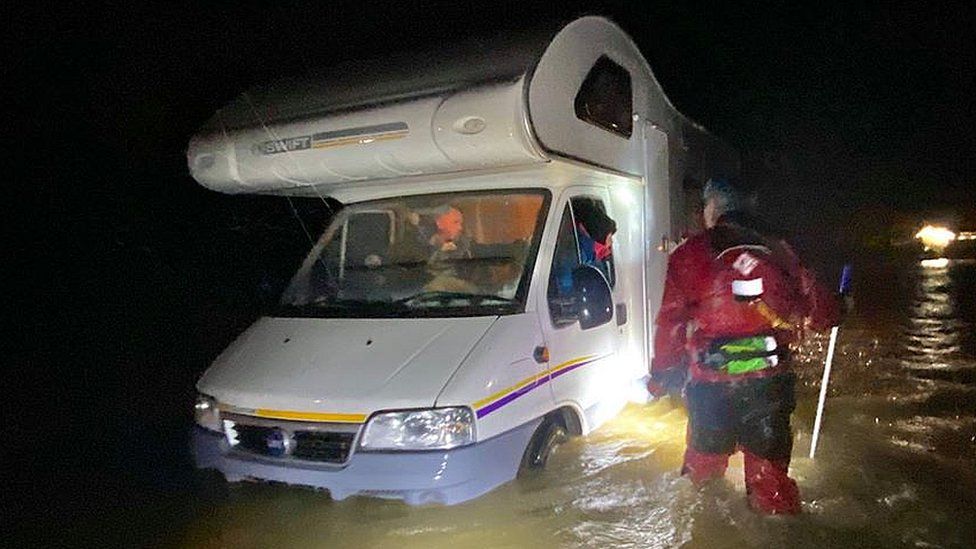 Campers rescued from a caravan park in Keswick