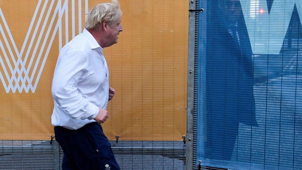 Boris Johnson goes for a run in Manchester on Sunday morning