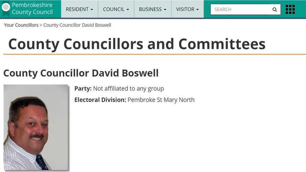 Screengrab of Pembrokeshire council's website