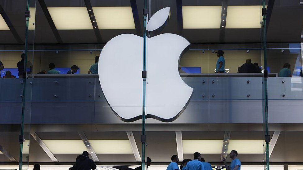 Apple logo outside apple store