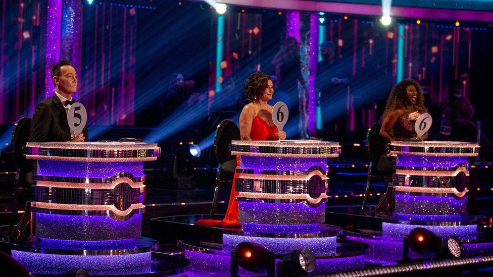Judges Craig Revel Horwood, Shirley Ballas and Motsi Mabuse are positioned further apart than normal for this series