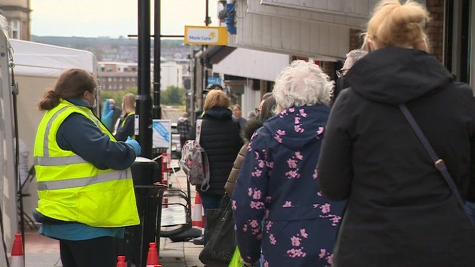 People queuing to get tested in North Shields