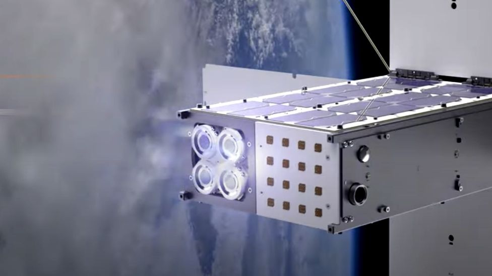 Artist's impression of Hypernova drive on a nanosatellite