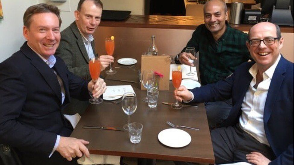 Clockwise from front: Frank Gardner; Andrew Marr; George Alagiah; Nick Robinson