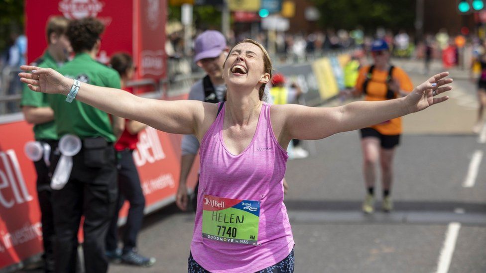Female runner finishes the Great Bristol Run