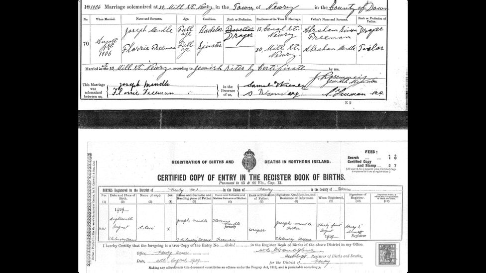 Scan of Marriage and Birth Certificates
