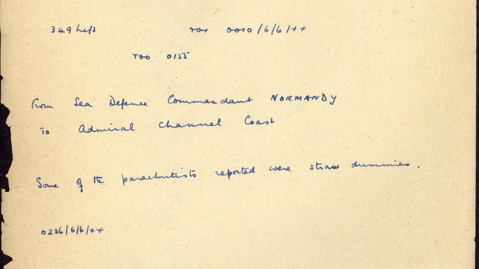 Handwritten transcript of German Enigma message
