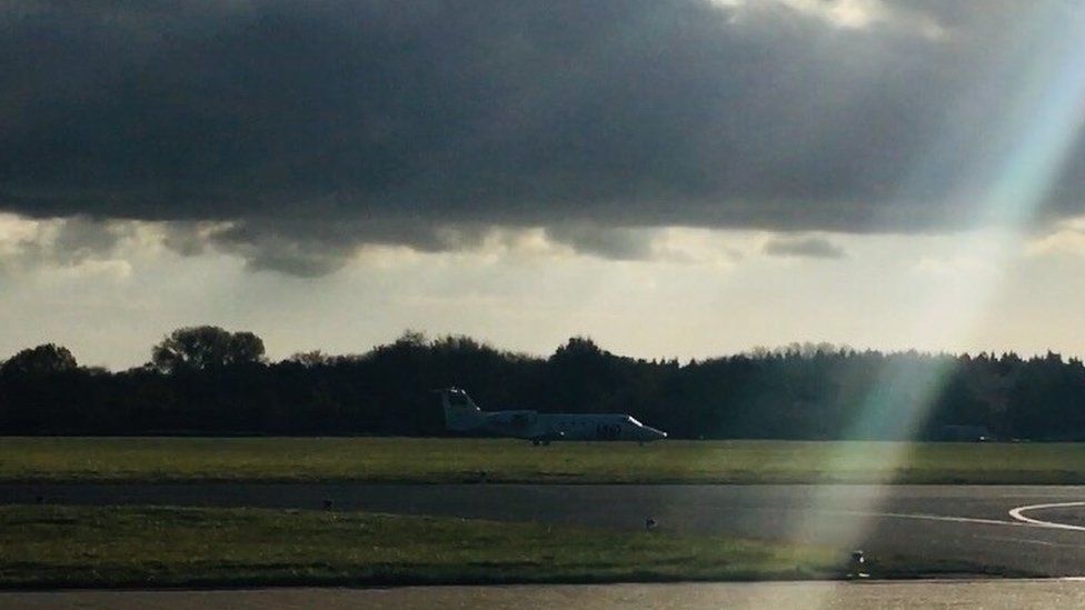 The medical flight waiting to take off from Southampton airport
