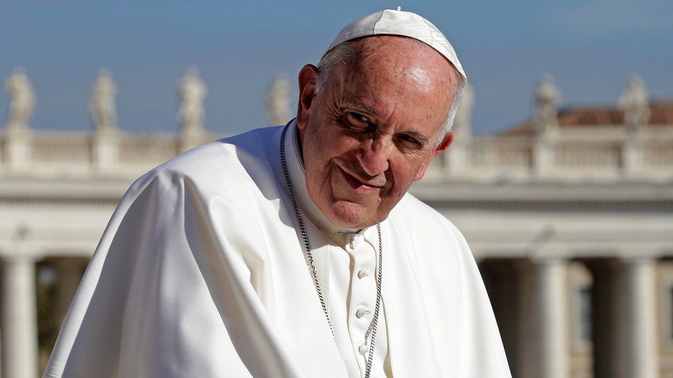 Pope Francis looks on at the end of the Wednesday general audience in Saint Peter"s square at the Vatican November 22, 2017.