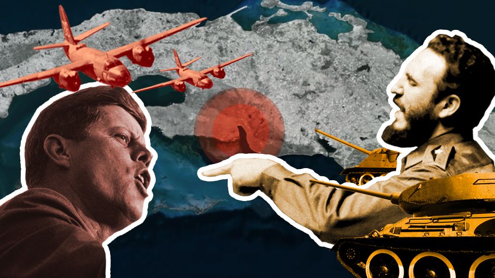 Composite image of JFK and Castro
