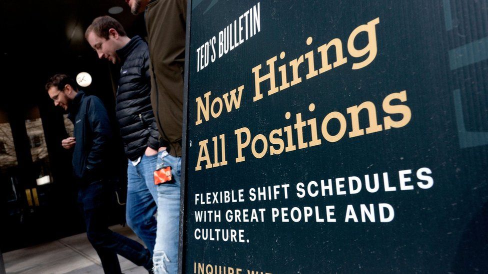 a hiring sign in the US