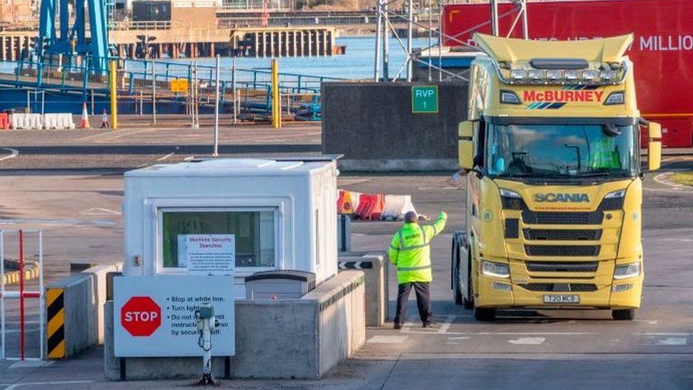 Lorry at a port in Northern Ireland