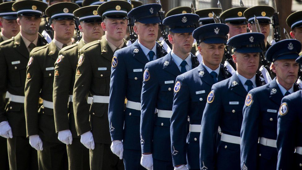 Members of the Irish Defence Forces at the Easter Rising commemoration in Dublin