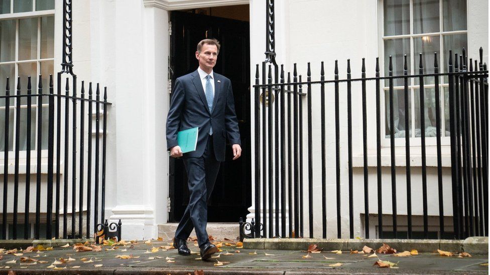 Jeremy Hunt leaves 11 Downing Street to deliver his autumn statement