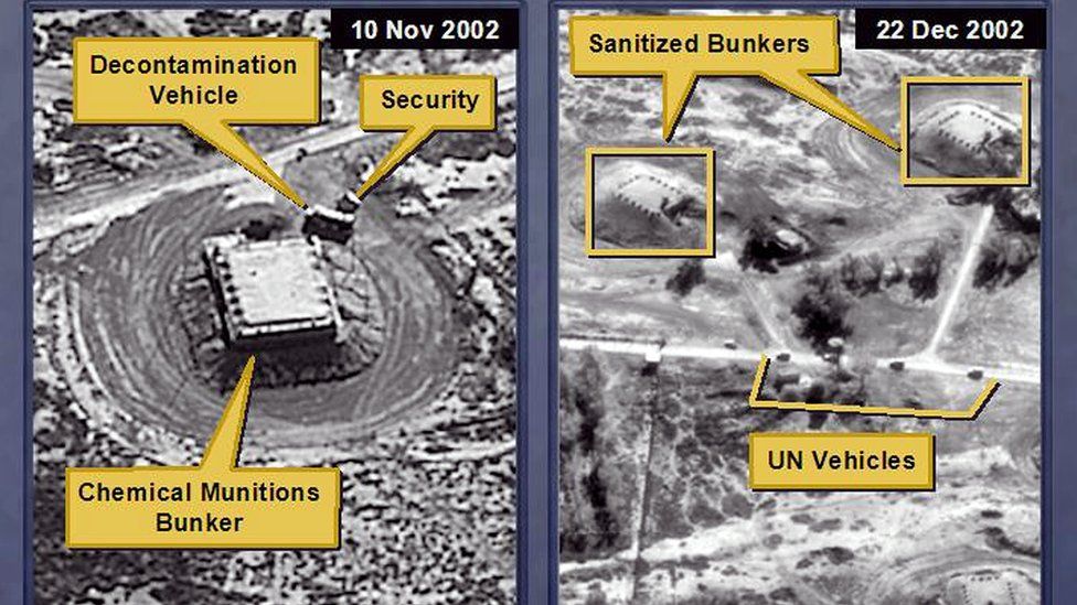 A 2003 satellite image, which the US State Department claimed showed an Iraqi chemical ammunition depot