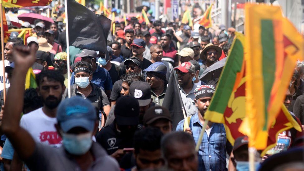 People marching in Colombo