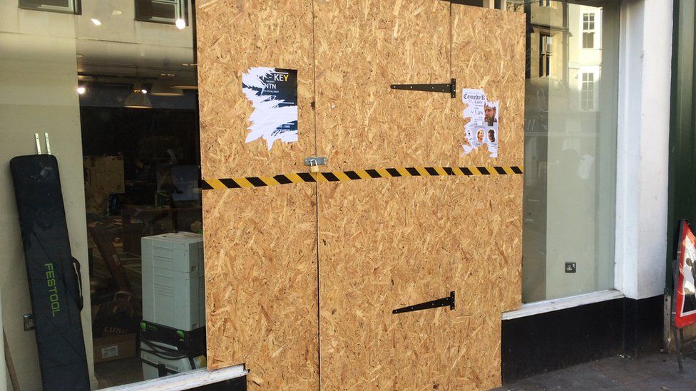 Boarded up Lush store