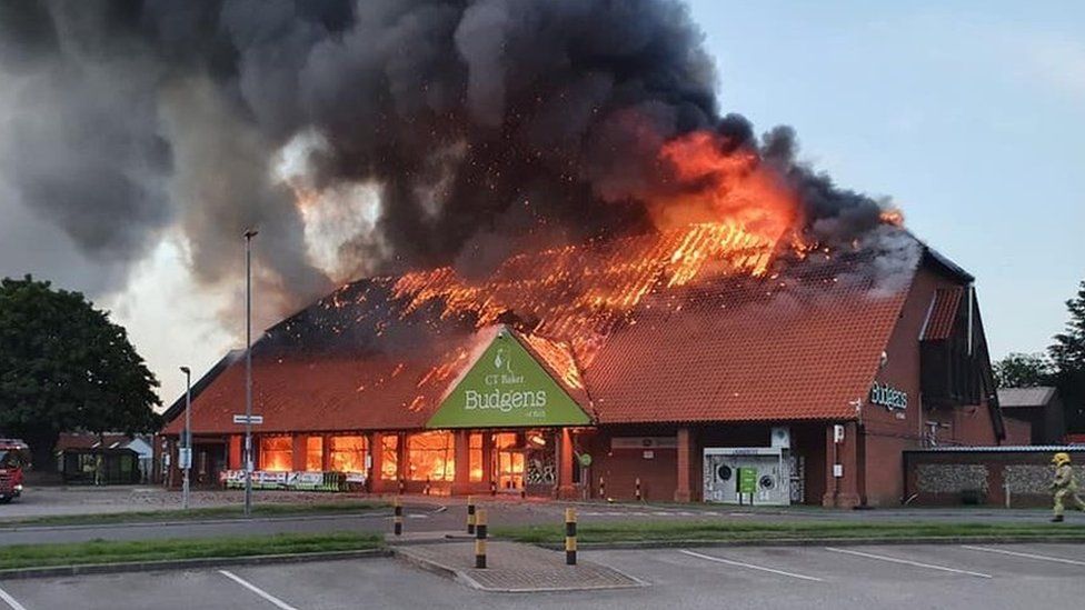 Budgens on fire