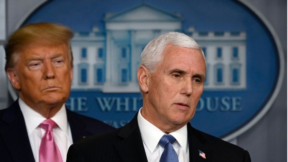 President Donald Trump and VIce-President Mike Pence at the White House, 26 February 2020