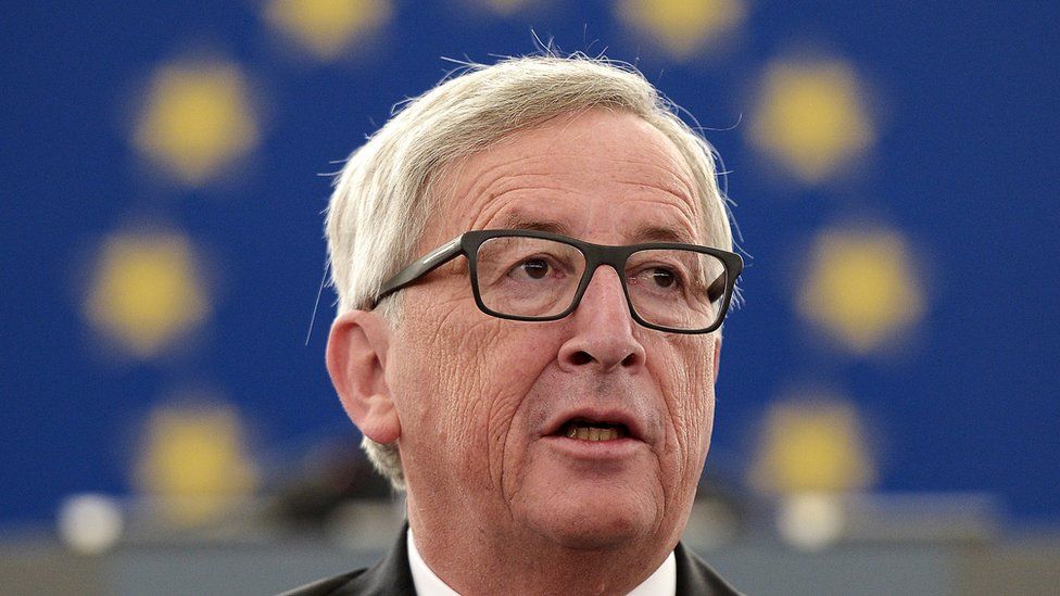 Jean-Claude Juncker addresses EU parliament in Strasbourg. 9 Sept 2015