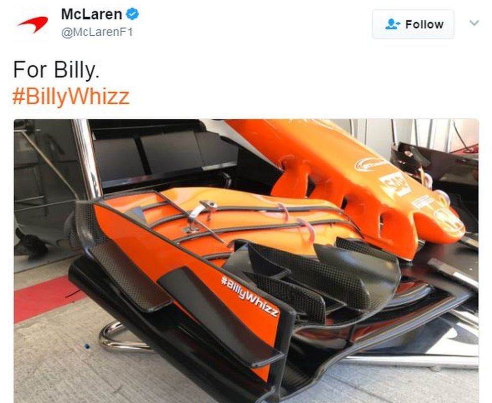 McLaren car with #BillyWhizz sticker