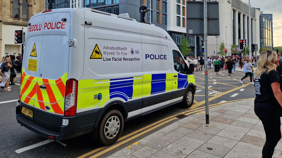 A facial recognition van in Cardiff