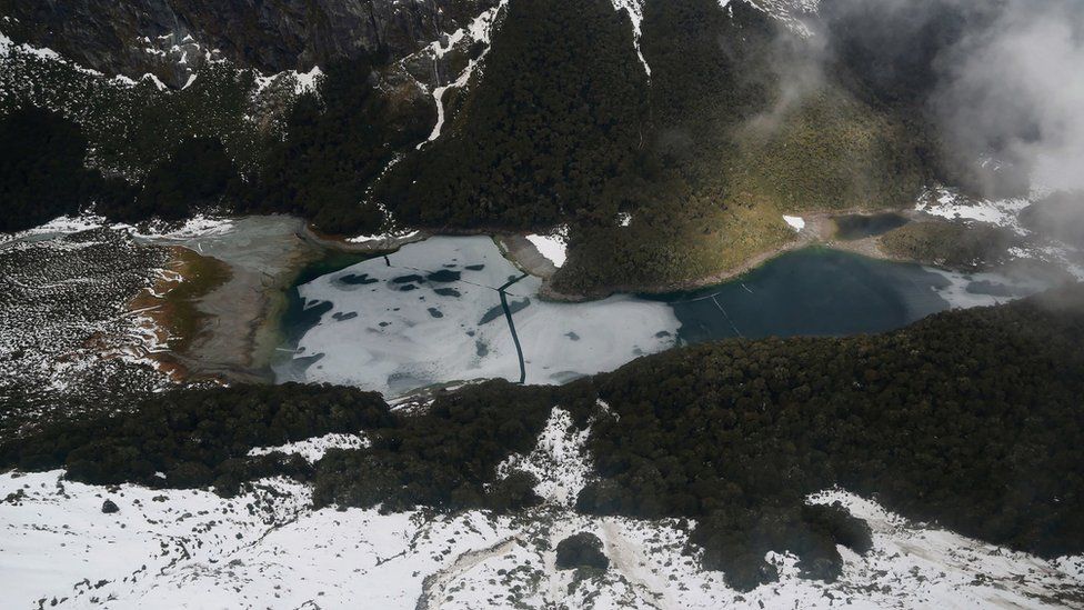 This undated hand out picture released by New Zealand Police on August 26, 2016 shows the remote area where a rescue operation was carried out to recover the dead body of Czech hiker Pavlina Pizova"s partner Ondrej Petr in Routeburn track