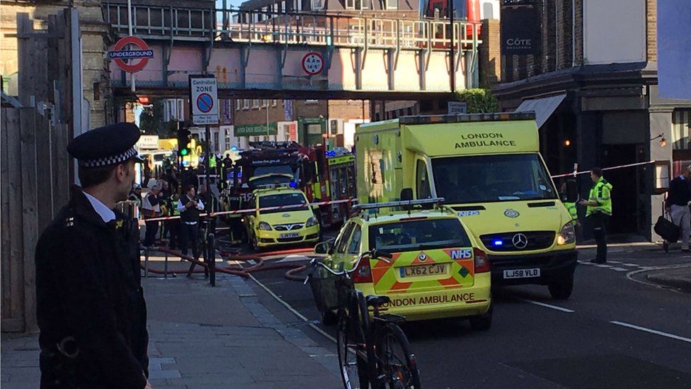 Emergency services outside Parsons Green station