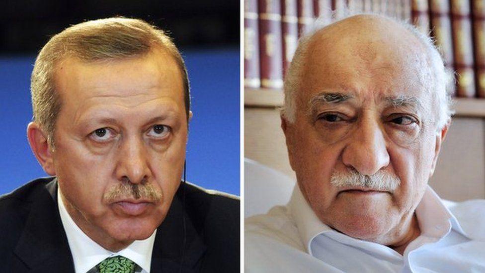 Recep Tayyip Erdogan (left) and Fethullah Gulen (right)