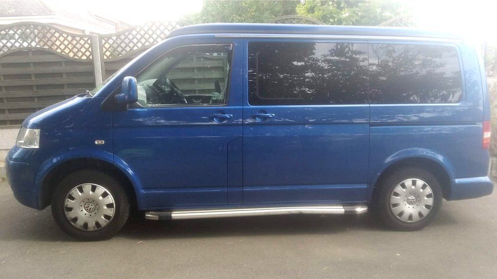 The Hirst's blue campervan