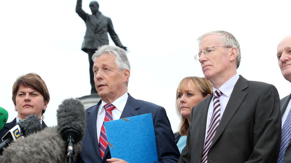 Democratic Unionist Party leader Peter Robinson with party MLAs