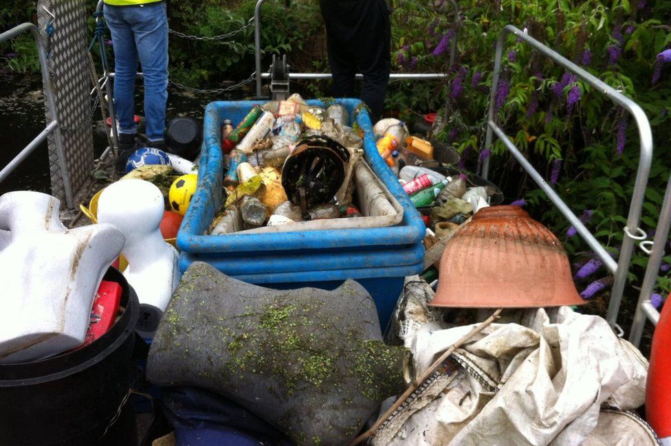 Rubbish collected on the River Irwell