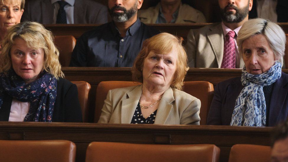Monica Dolan as Pam, Lesley Nicol as Pam and Julie Hesmondhalgh as Suzanne.