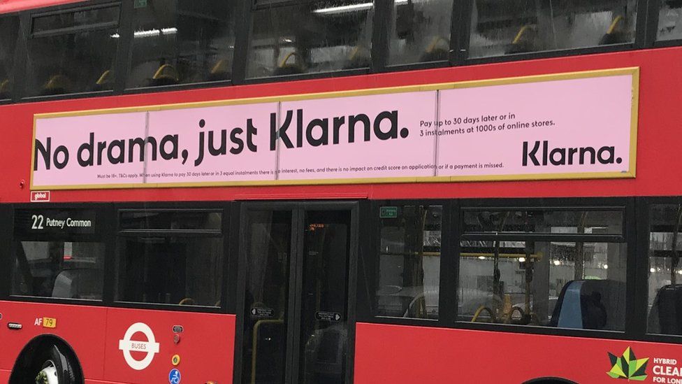 Klarna advert on the side of a bus