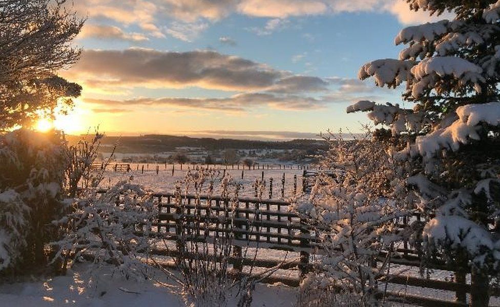 Snow covering fields in Slaley, Northumberland