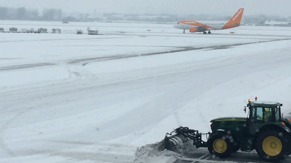 Runway being cleared at Glasgow Airport