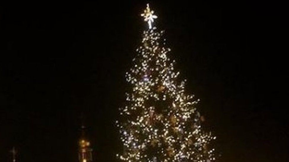 Christmas tree in St Sophia Square in December 2016