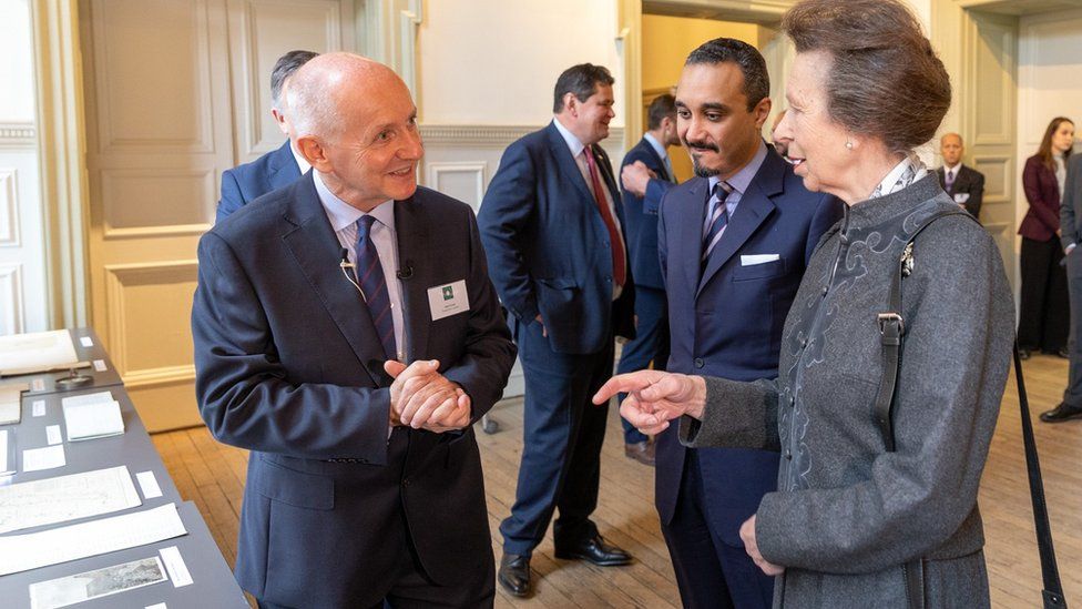 Princess Anne discusses the Heart of Arabia trek, honouring Harry St John Philby, at the Royal Geographic Society in London on 27 September 2022