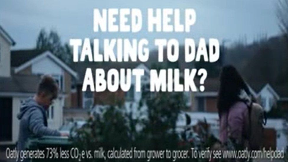 screengrab of the advertisement from Oatly