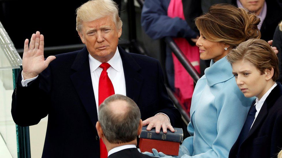 Donald Trump sworn in as president, 20 Jan 17