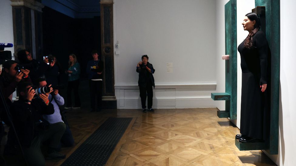 Serbian conceptual artist and performer Marina Abramovic poses for photographs during the launch of her exhibit at the Royal Academy of Arts (R&A) in London, Britain, 19 September 2023.