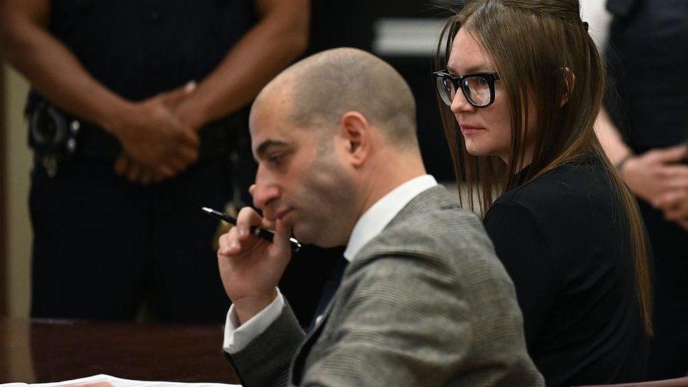 Anna Sorokin in court with her lawyer, Todd Spodek