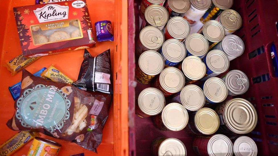 Donations at a typical food bank in the UK