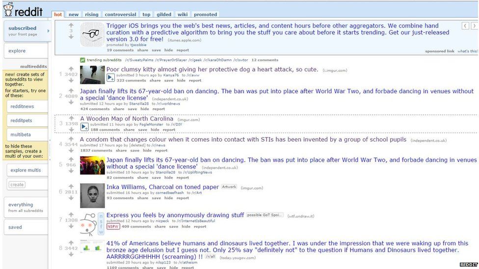 What is on the Reddit front page right now
