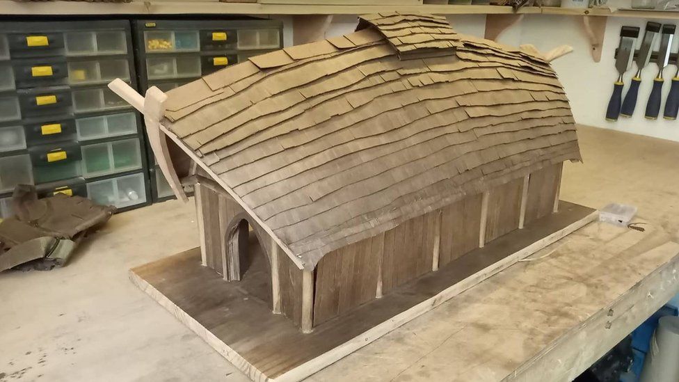 The exterior of the Viking longhouse 1:25 scale model