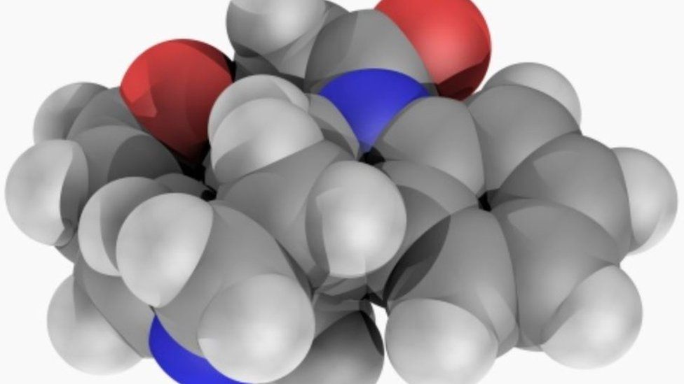 A strychnine molecule