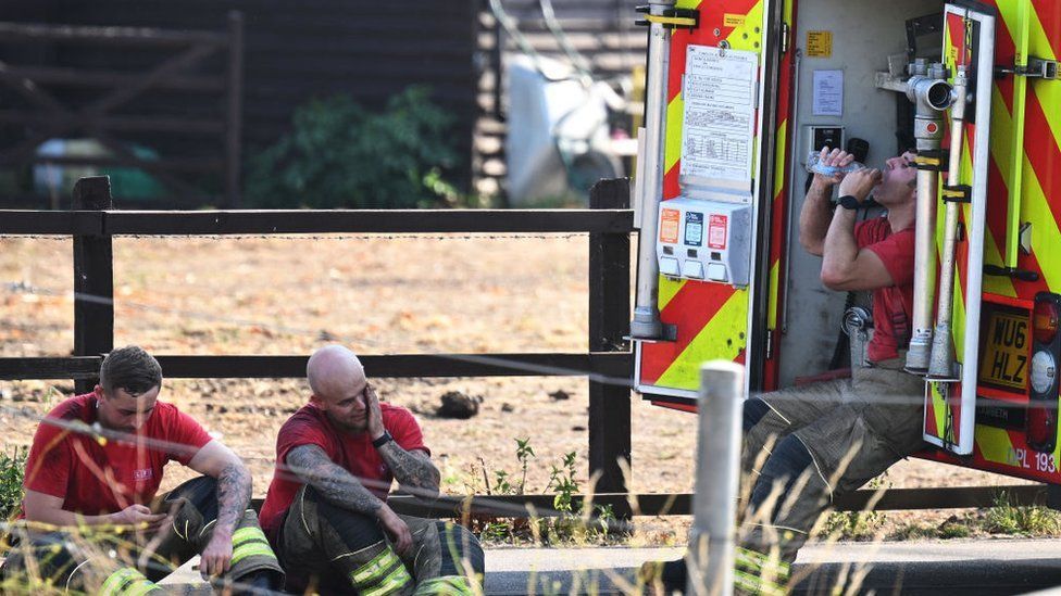 Firefighters in Wennington, London