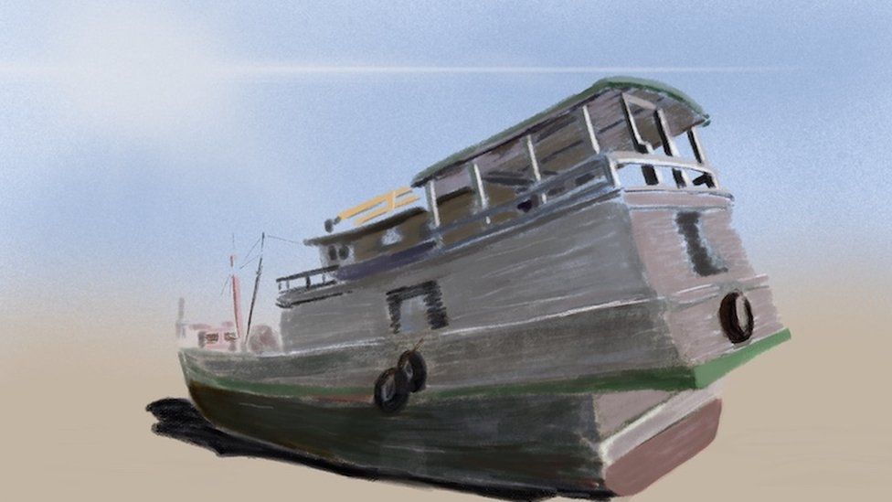 Illustration of a boat on a shore